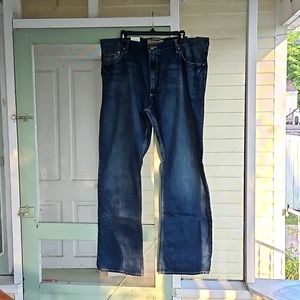 Men's wrangler authentic relaxed fit flex Jean in military blue size 40x32